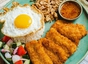 Fried Fish Fillets With Egg And Garlic Rice